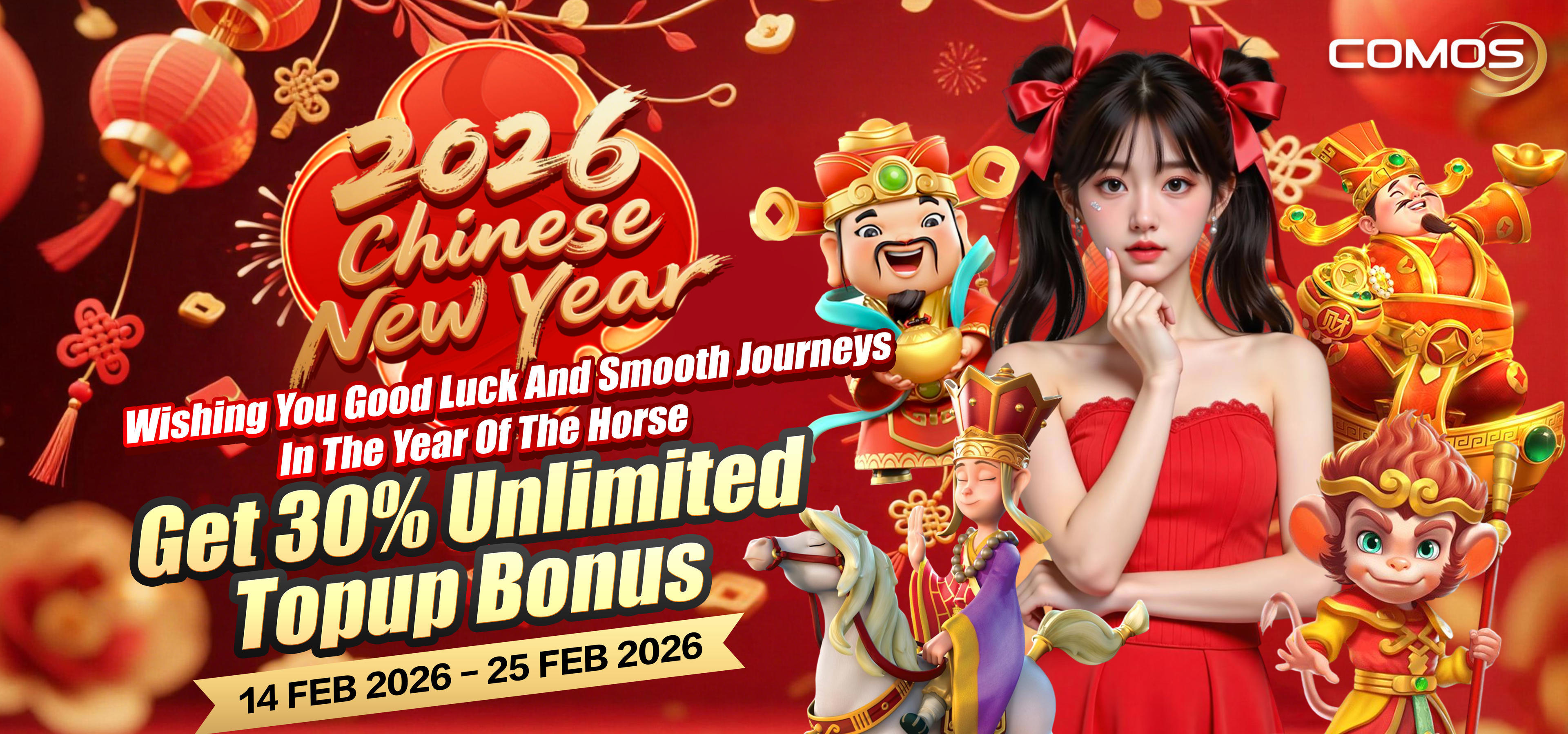 2026 Happy Chinese New Year , ( Wishing You Good Luck And Smooth Journeys In The Year Of The Horse ! ) Get 30% Unlimited Topup Bonus ！！！