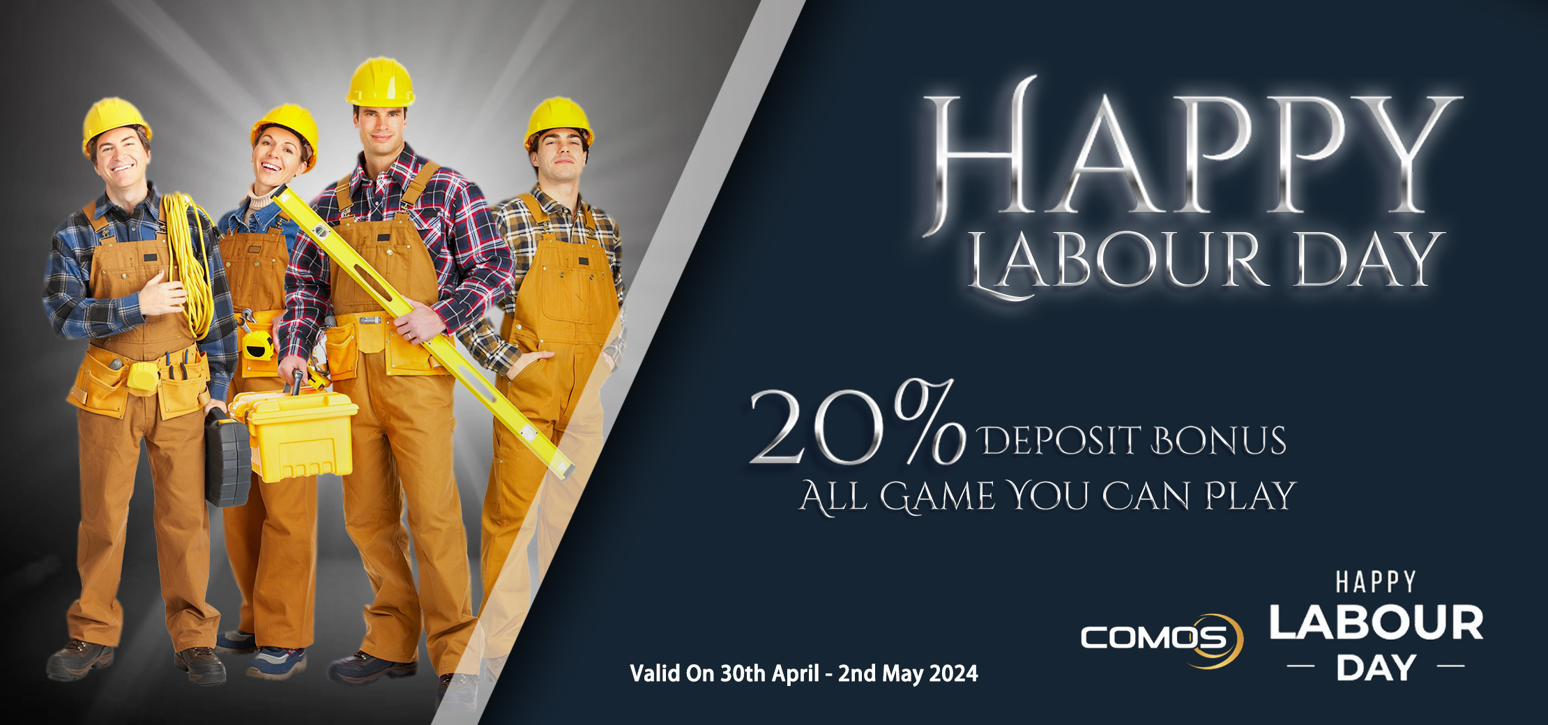 2024 Happy Labour Day 20% Deposit Bonus All Game You Can Play (Valid On 30th April - 2nd May 2024 )
