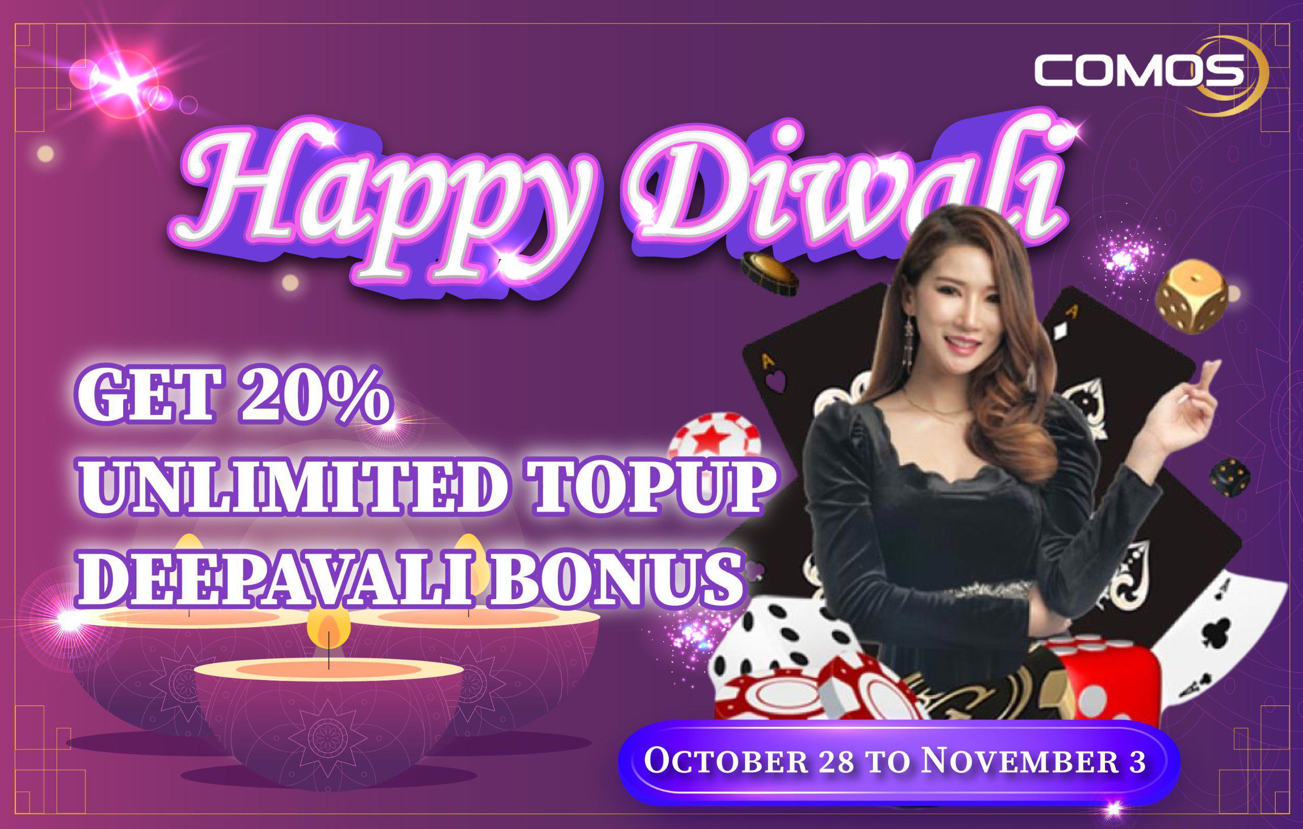 HAPPY DIWALI 20% DEPOSIT DEEPAVALI BONUS UNLIMITED