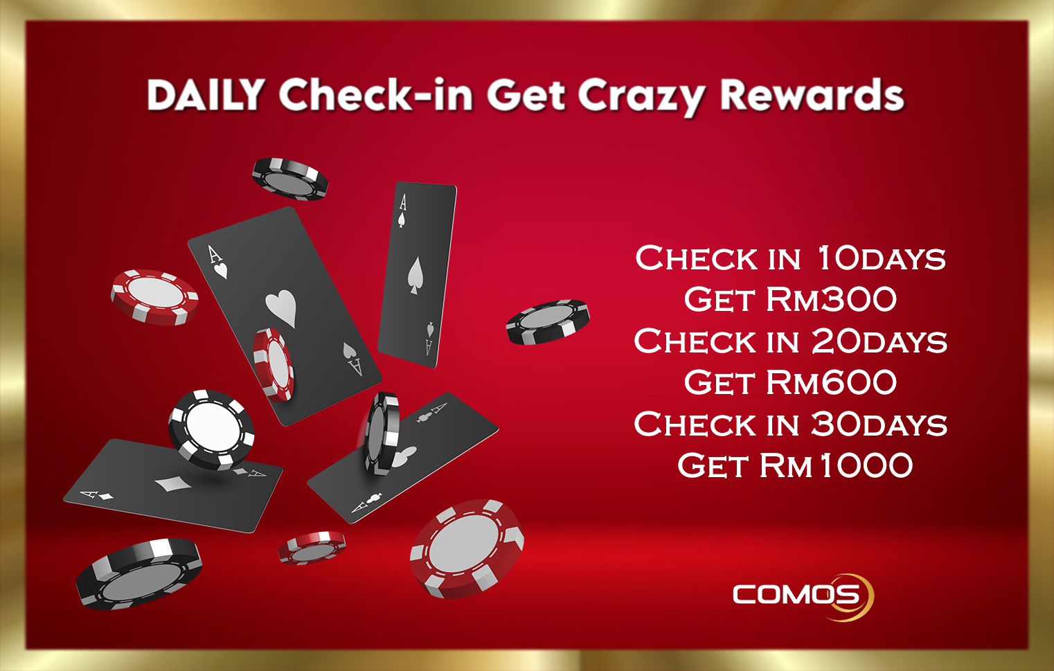 Comos9 Daily Check-in Get Crazy Rewards Up To RM1000 !!!!