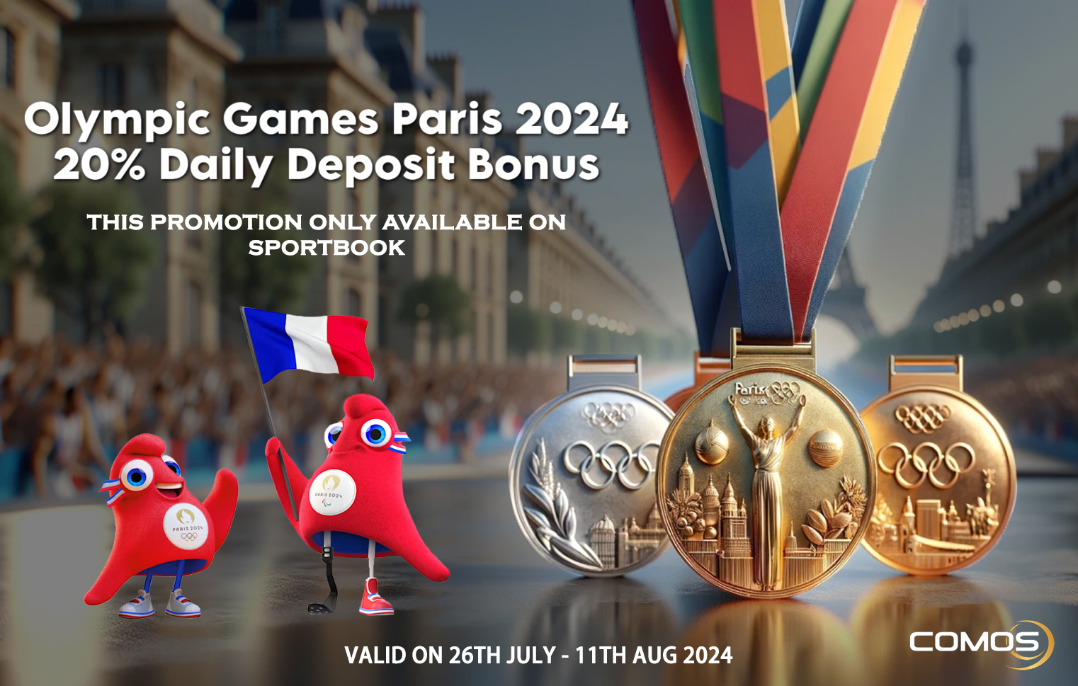 Olympic Game Paris 2024 20% Daily Deposit Bonus This Promotion Only For Sportbook  ( Valid On 26th July - 11th August 2024 )